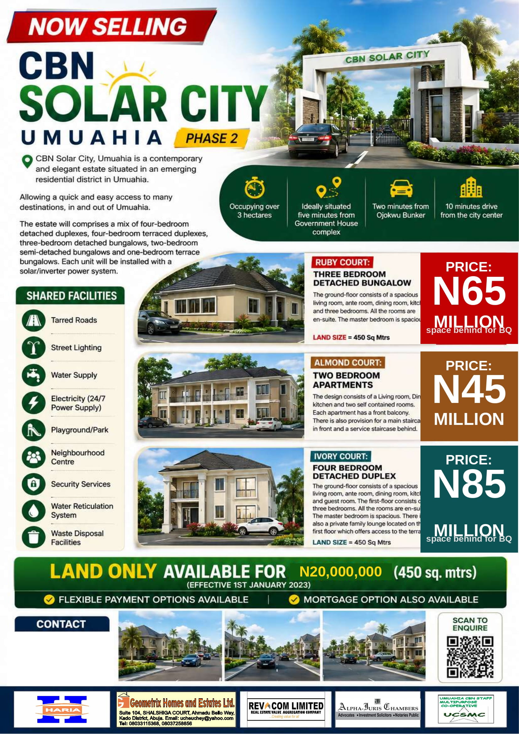 Executive 3-Bedroom Detached Bungalows at CBN Solar City, Umuahia
